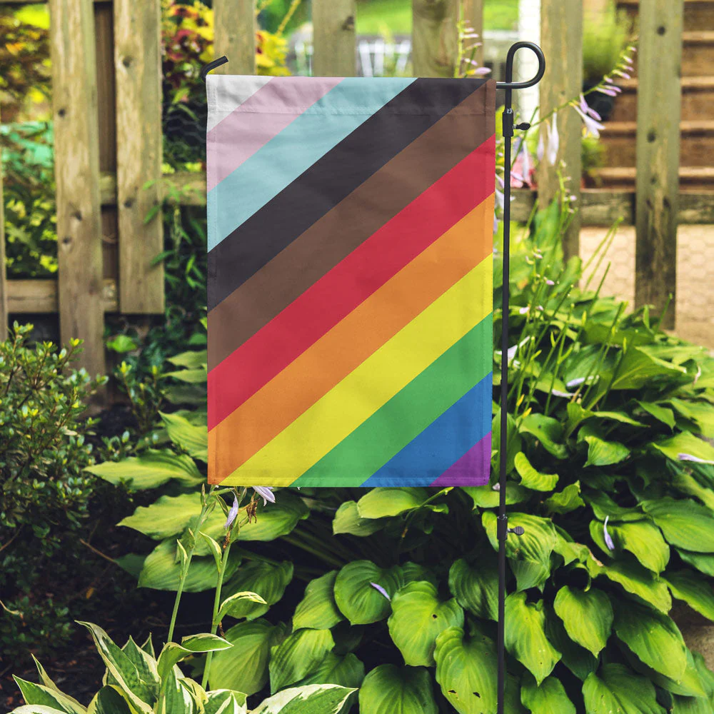 11 Stripe Diagonal Pride Garden Flag - Image 2