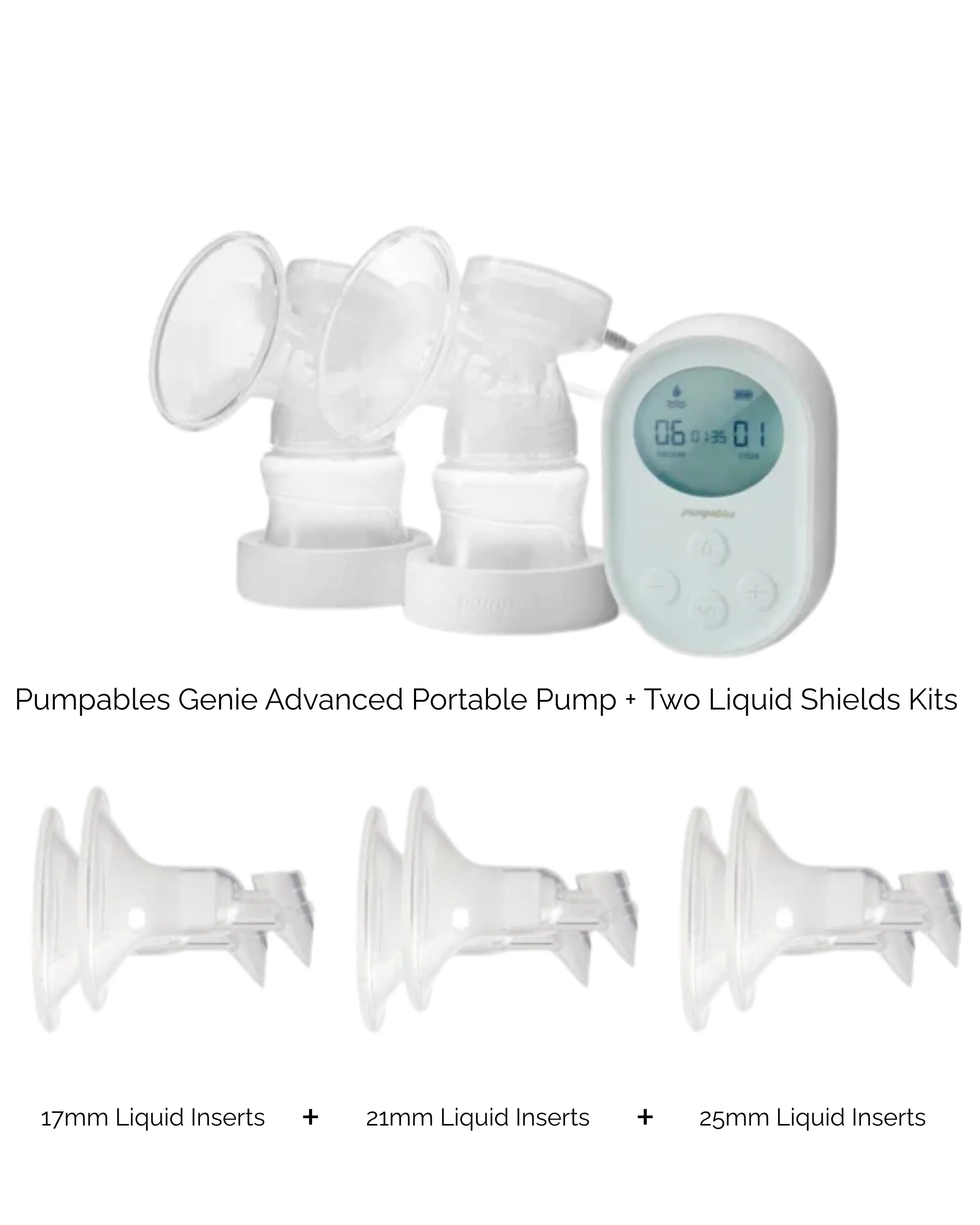 Pumpables Genie Advanced Portable Breast Pump with 17, 21, 25mm Inserts & Liquid Shields (2) - Image 8