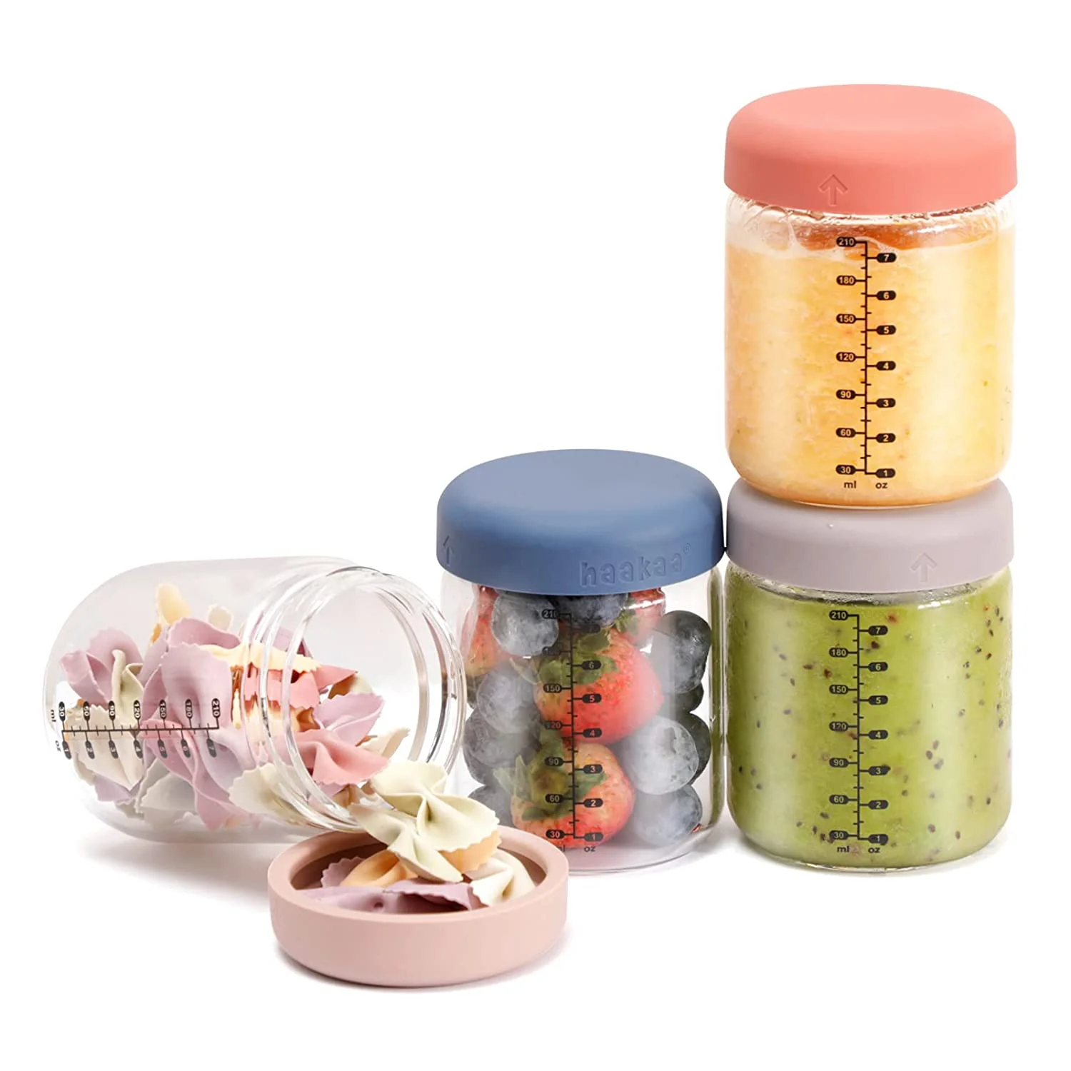 Haakaa Sealed Glass Storage Jar Set - 4 x 7 oz Glass Jars - Image 2