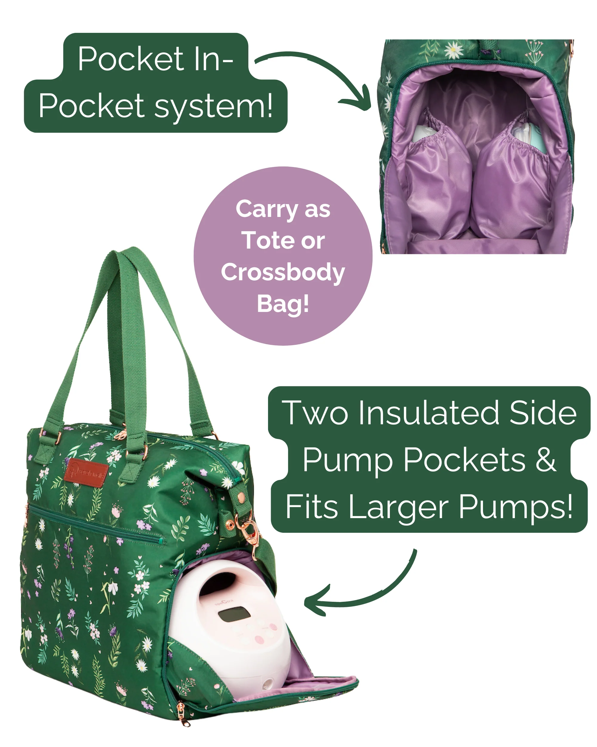 Lizzy Breast Pump Tote (Olive You) - Image 2