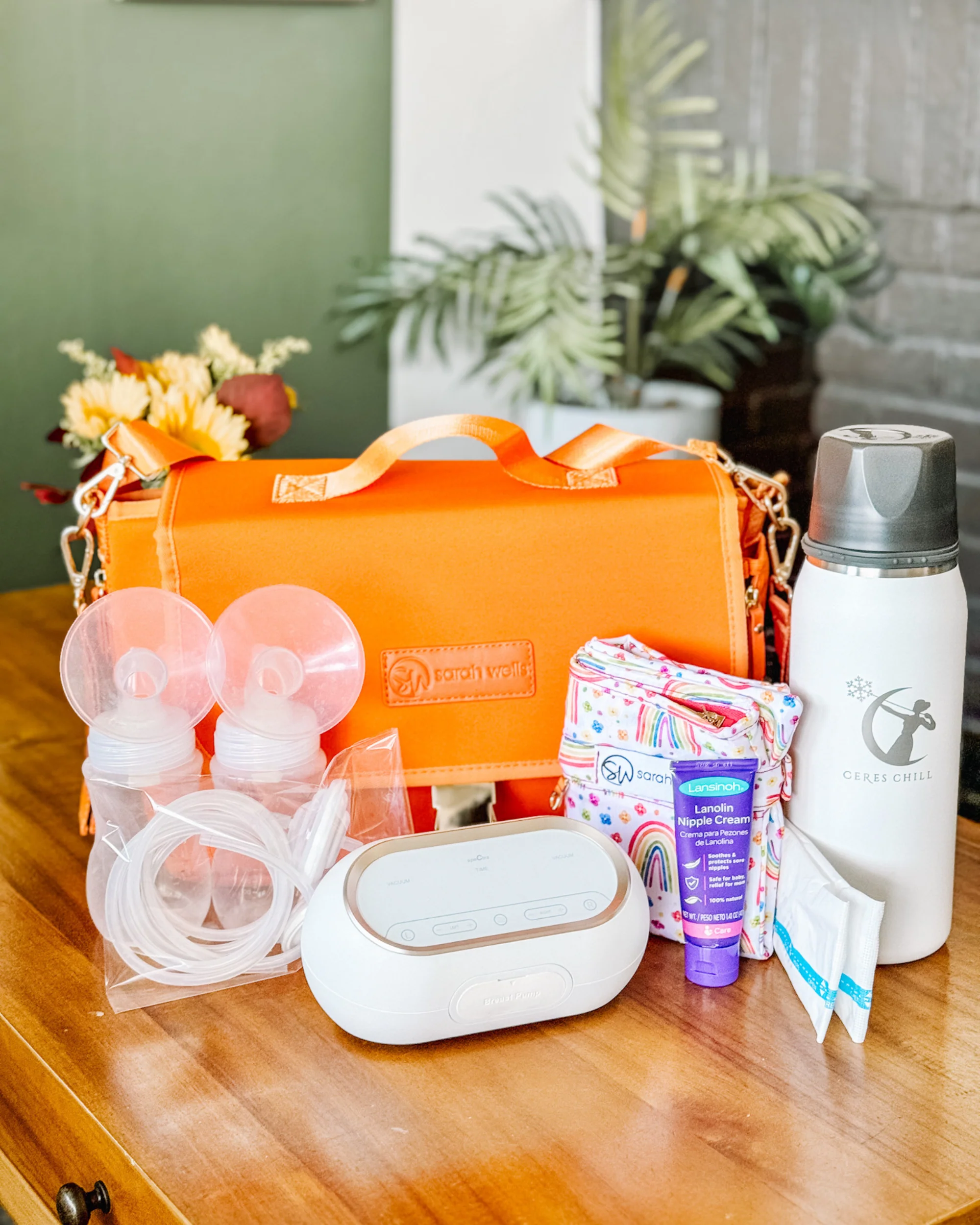 Maddy Stroller Caddy & Pump Bag (Orange) - Image 7