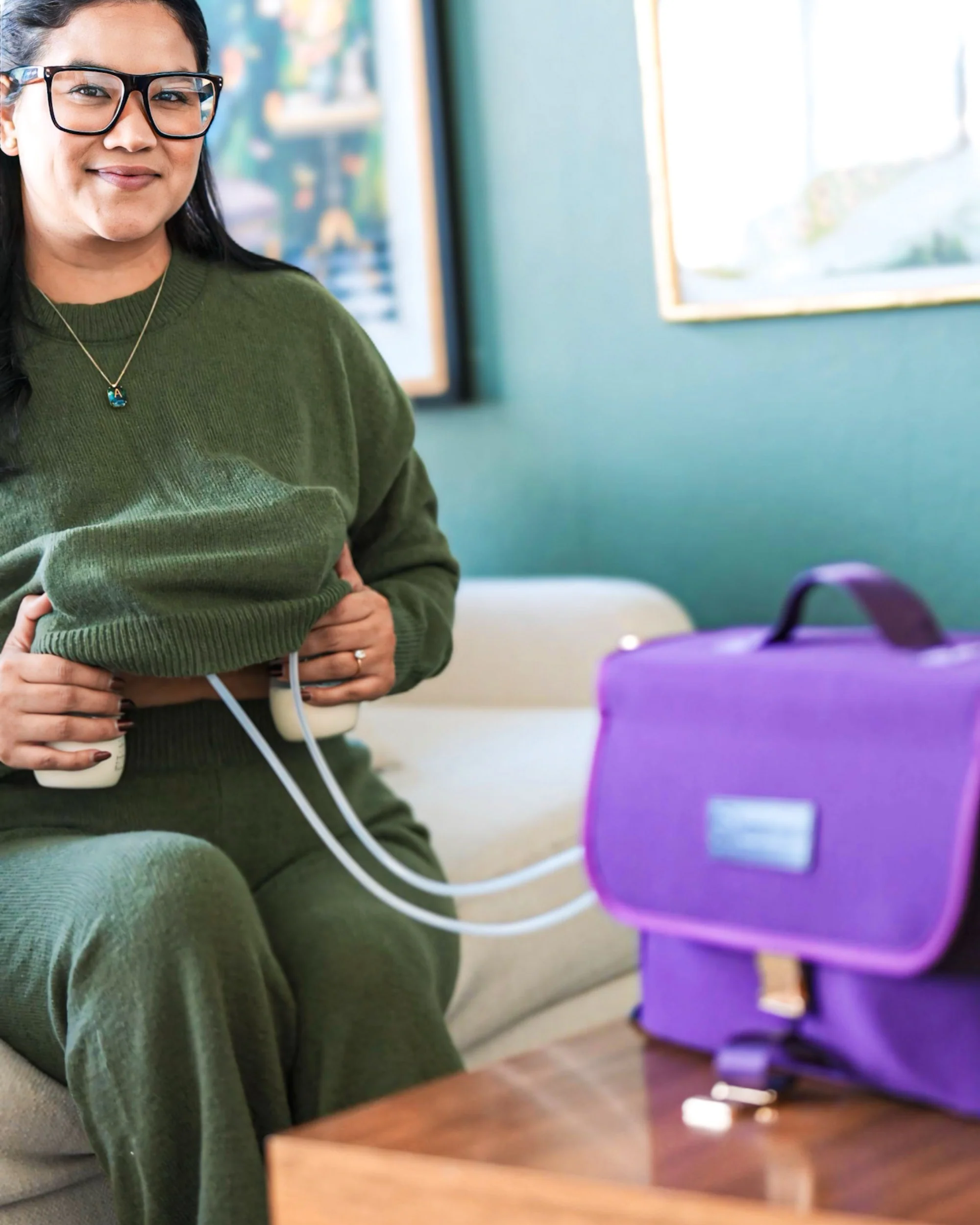 Maddy Stroller Caddy & Pump Bag (Purple) - Image 4