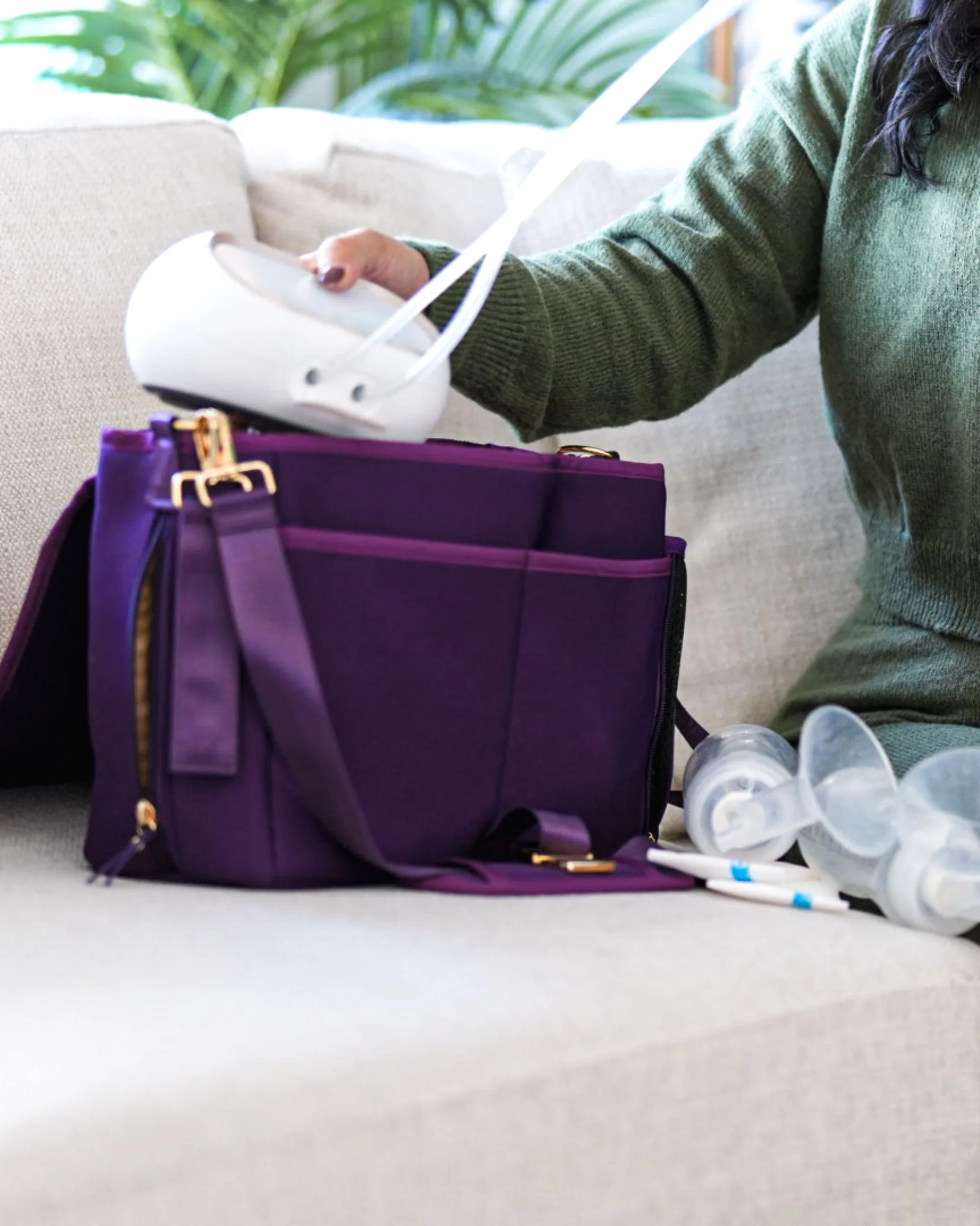 Maddy Stroller Caddy & Pump Bag (Purple) - Image 7