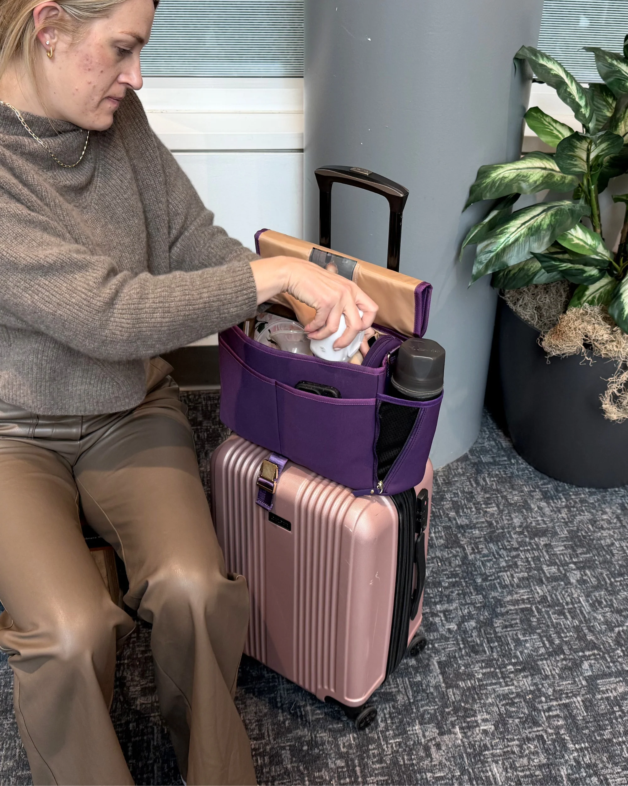 Maddy Stroller Caddy & Pump Bag (Purple) - Image 8