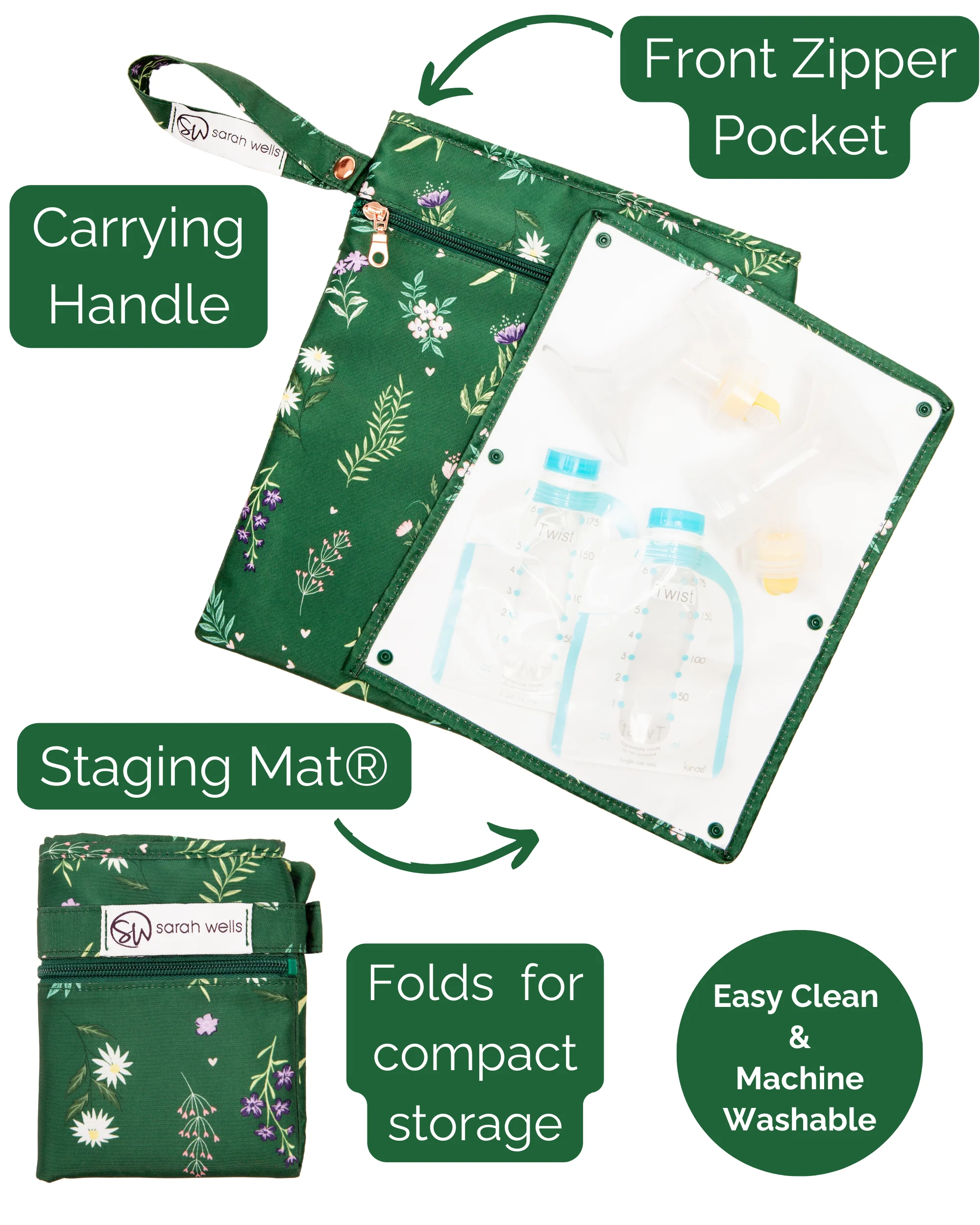 Pumparoo Wet/Dry Bag with Staging Mat® (Olive You) - Image 2