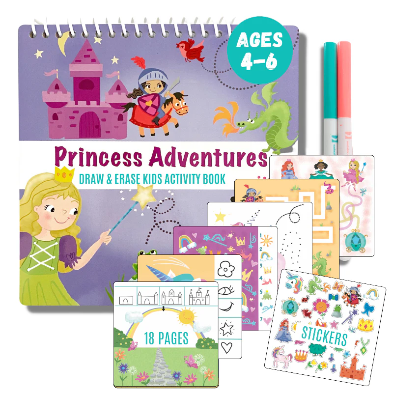 Small 7" Dry Erase Activity Book (incl. 2 Washable Markers & Reusable Stickers) - Image 10