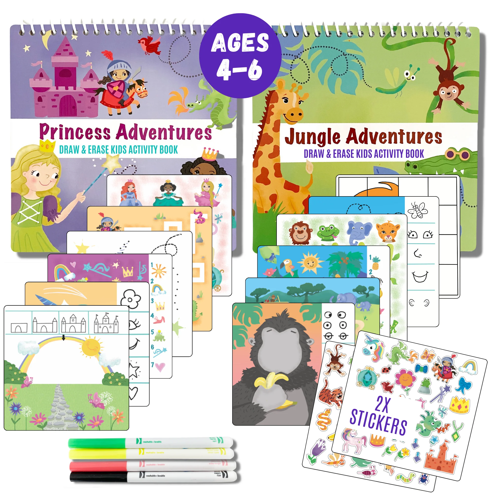 Small 7" Dry Erase Activity Book (incl. 2 Washable Markers & Reusable Stickers) - Image 12
