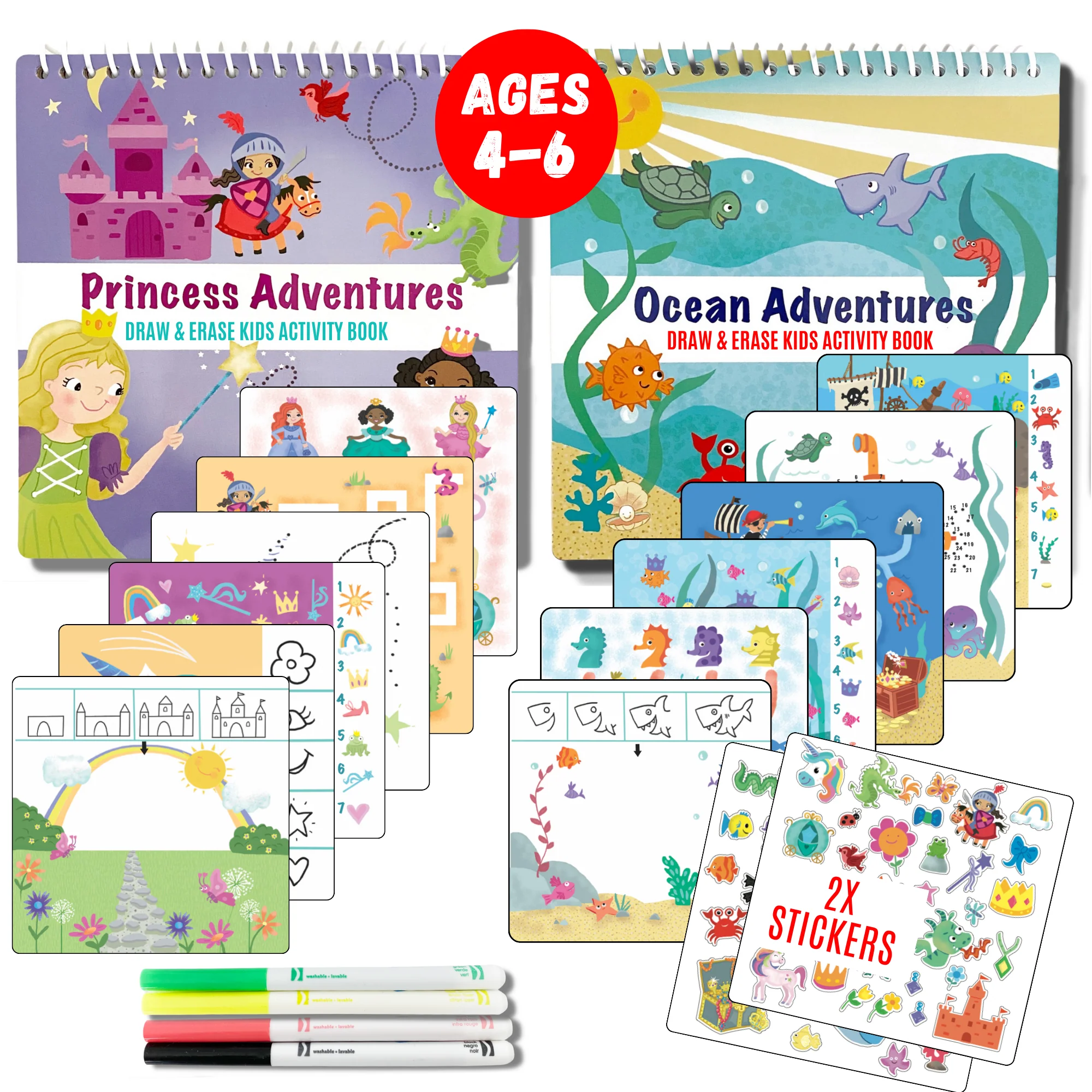 Small 7" Dry Erase Activity Book (incl. 2 Washable Markers & Reusable Stickers) - Image 13
