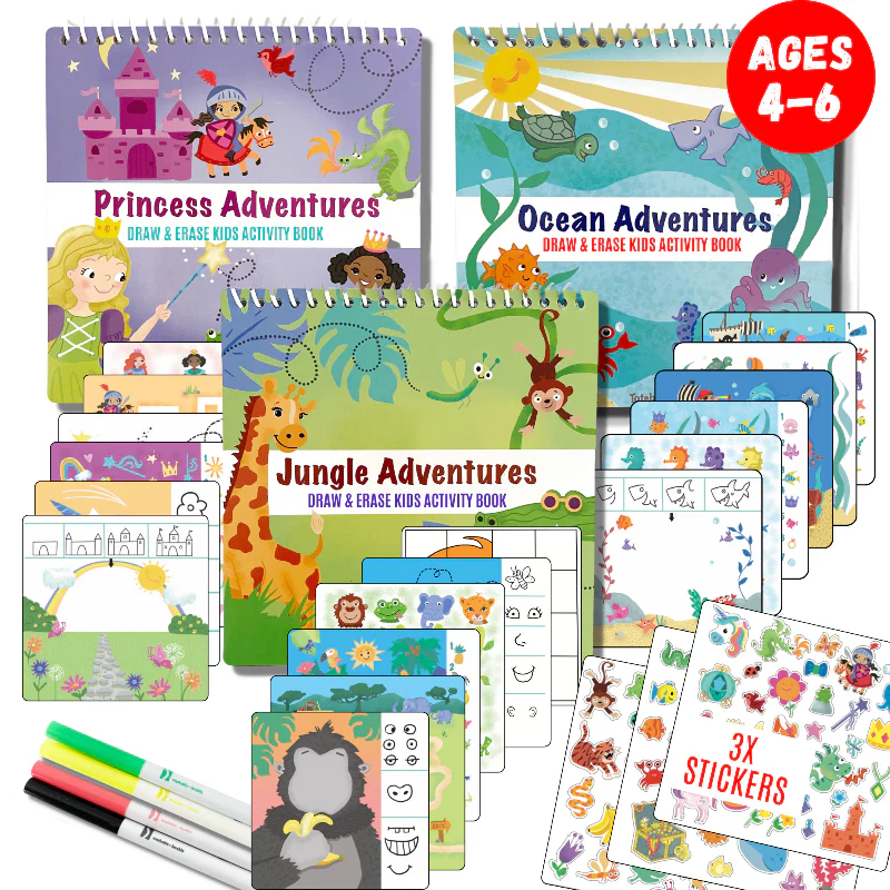 Small 7" Dry Erase Activity Book (incl. 2 Washable Markers & Reusable Stickers) - Image 14