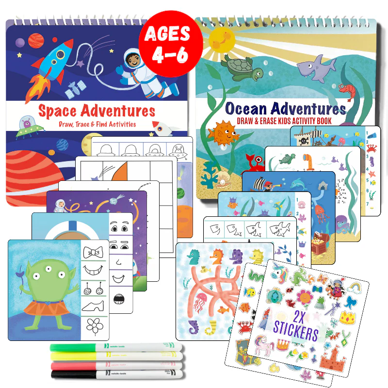 Small 7" Dry Erase Activity Book (incl. 2 Washable Markers & Reusable Stickers) - Image 16