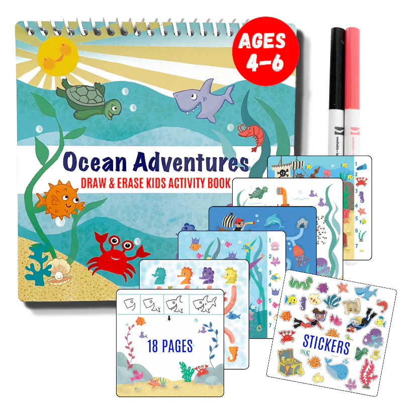 Small 7" Dry Erase Activity Book (incl. 2 Washable Markers & Reusable Stickers) - Image 19
