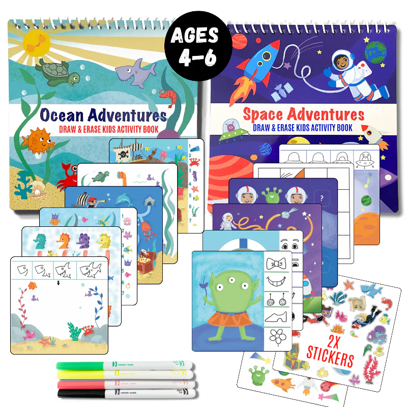 Small 7" Dry Erase Activity Book (incl. 2 Washable Markers & Reusable Stickers) - Image 20
