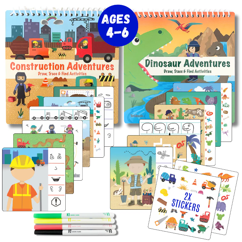 Small 7" Dry Erase Activity Book (incl. 2 Washable Markers & Reusable Stickers) - Image 23