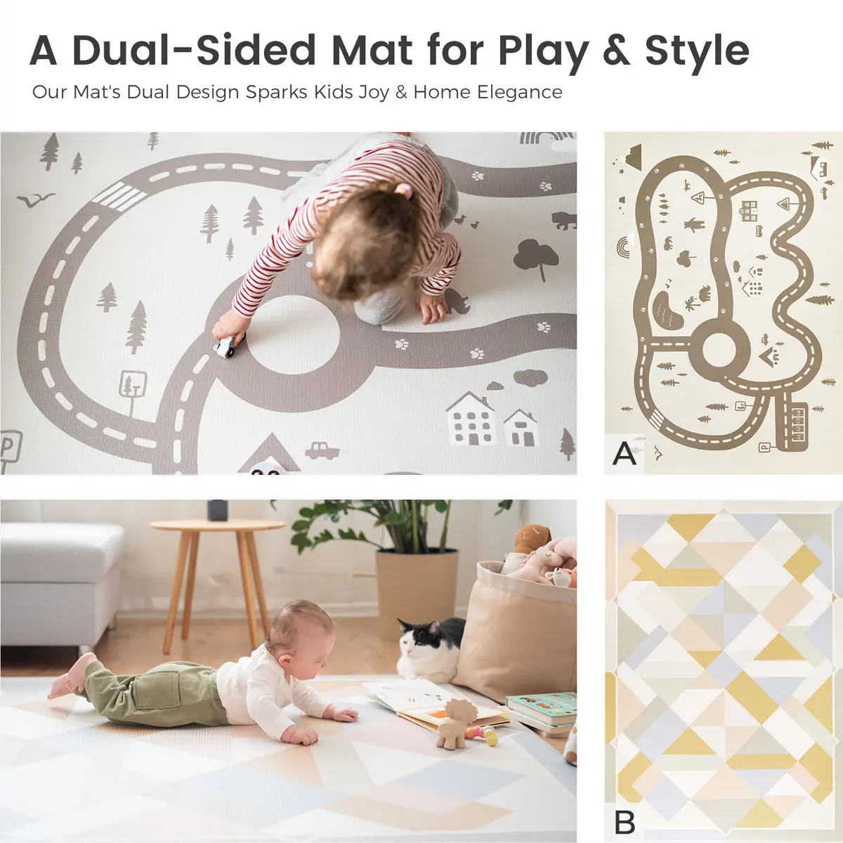 Tiny Land® Double-Sided Baby Playmat Urban Zoo Adventure - Image 3