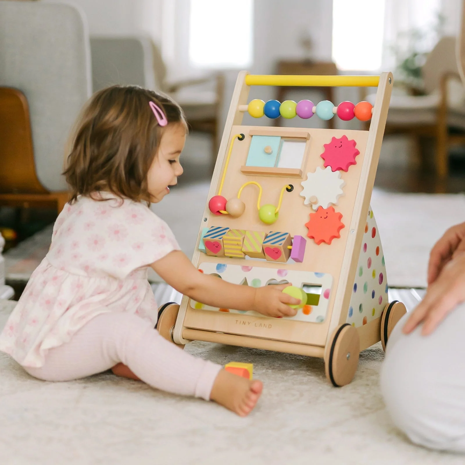 Tiny Land® Premium Natural Wooden Activity Walker - Image 2