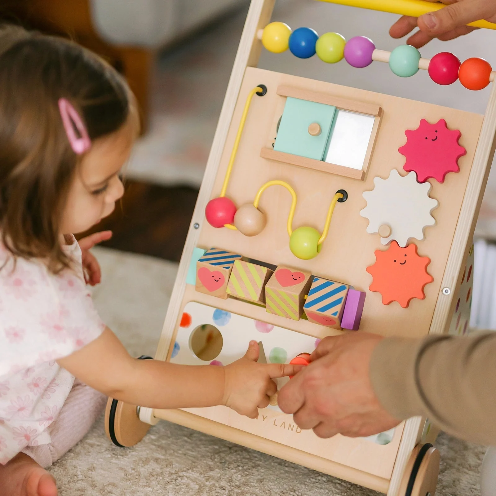 Tiny Land® Premium Natural Wooden Activity Walker - Image 5