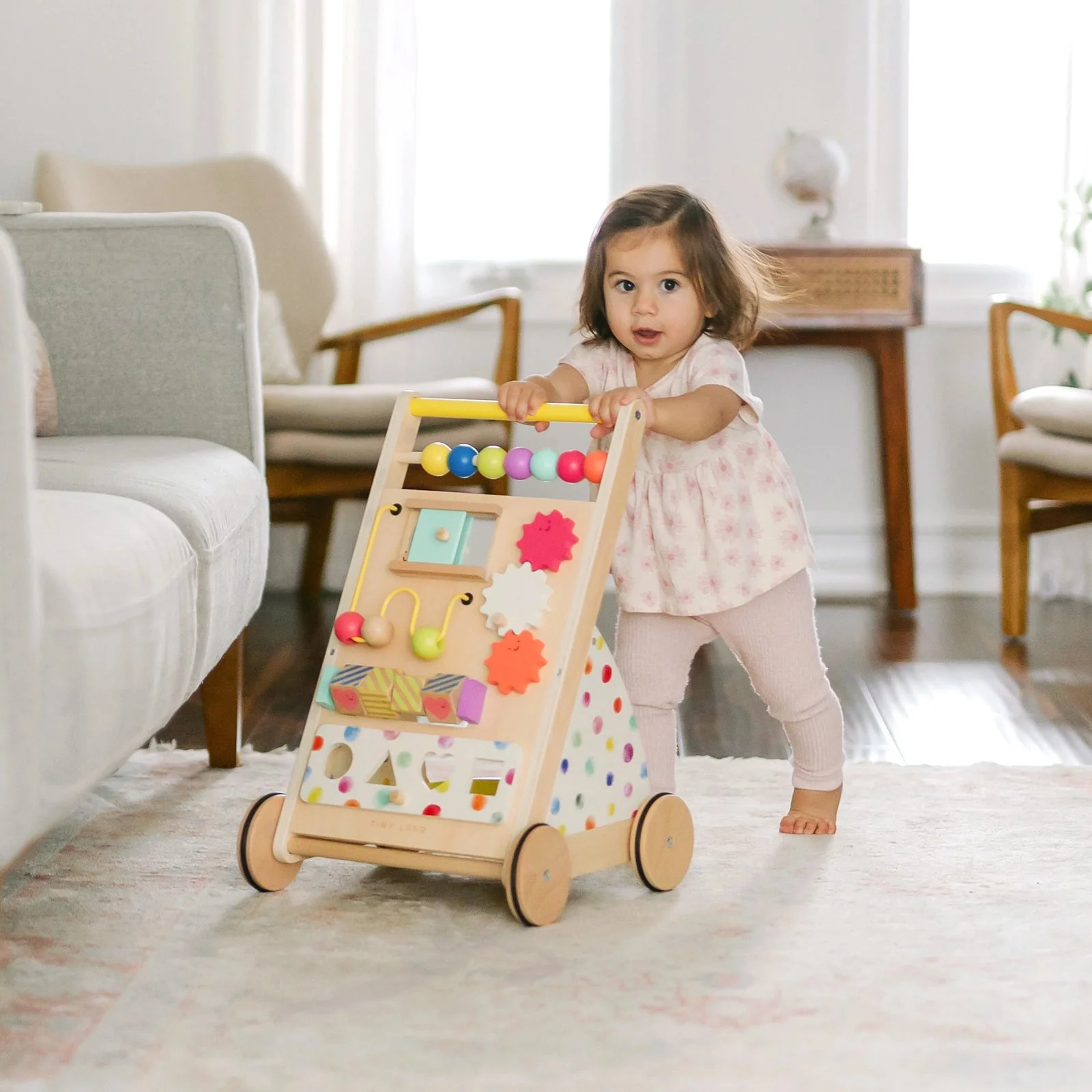 Tiny Land® Premium Natural Wooden Activity Walker - Image 7